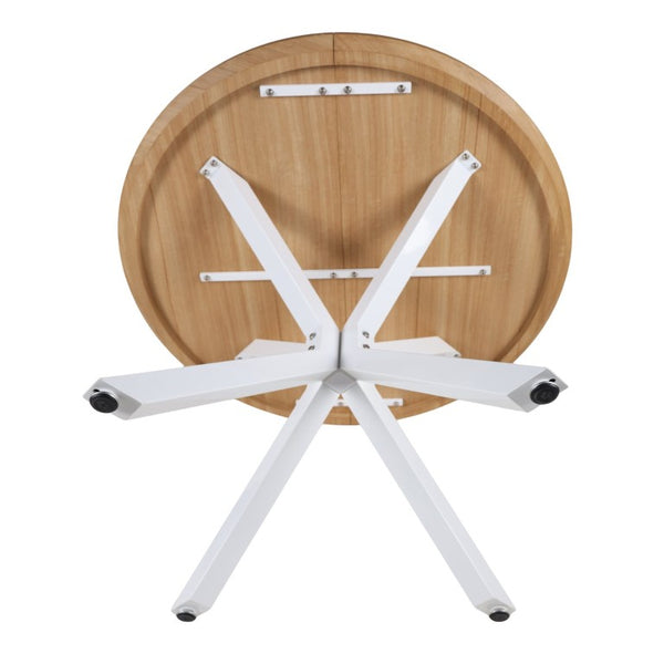 English Elm 42.1White Tulip Pedestal Round Dining Table Mid-Century MDF Top Seats Four to Six White + Light Oak W3766P556093