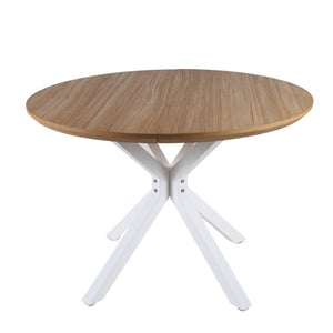 English Elm 42.1White Tulip Pedestal Round Dining Table Mid-Century MDF Top Seats Four to Six White + Light Oak W3766P556093