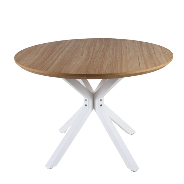 English Elm 42.1White Tulip Pedestal Round Dining Table Mid-Century MDF Top Seats Four to Six White + Light Oak W3766P556093