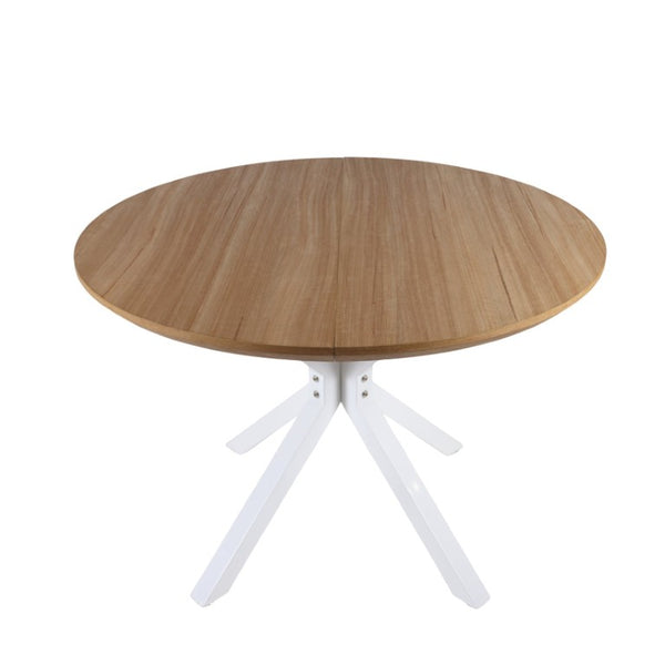 English Elm 42.1White Tulip Pedestal Round Dining Table Mid-Century MDF Top Seats Four to Six White + Light Oak W3766P556093