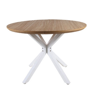 English Elm 42.1White Tulip Pedestal Round Dining Table Mid-Century MDF Top Seats Four to Six White + Light Oak W3766P556093