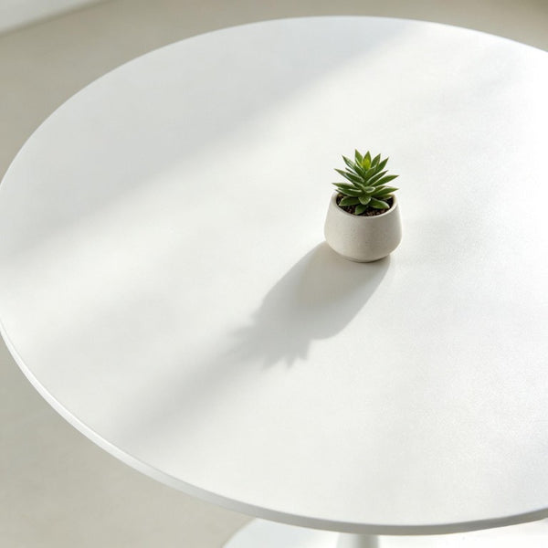 English Elm 42.1White Tulip Pedestal Round Dining Table Mid-Century MDF Top Seats Four to Six White W3766P558299
