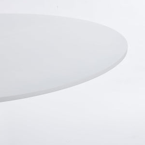 English Elm 42.1White Tulip Pedestal Round Dining Table Mid-Century MDF Top Seats Four to Six White W3766P558299