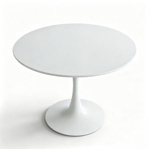 English Elm 42.1White Tulip Pedestal Round Dining Table Mid-Century MDF Top Seats Four to Six White W3766P558299