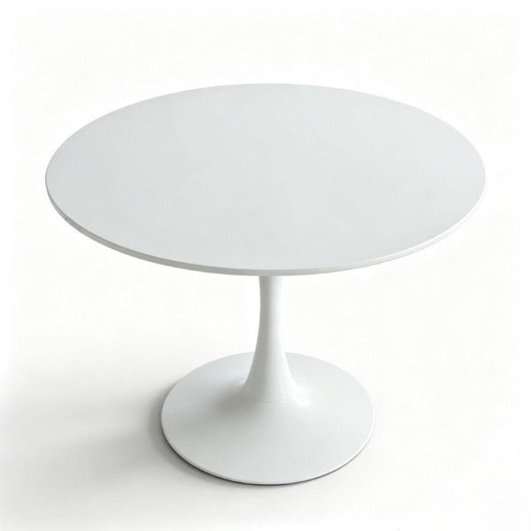 English Elm 42.1White Tulip Pedestal Round Dining Table Mid-Century MDF Top Seats Four to Six White W3766P558299