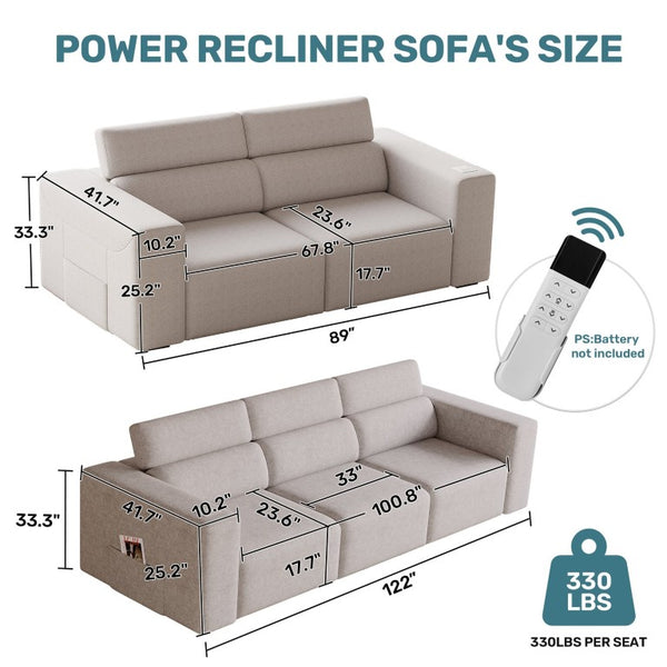 English Elm 24034 Power Reclining Sectional Module with Zero Gravity Bluetooth and USB Charging W3795P358573