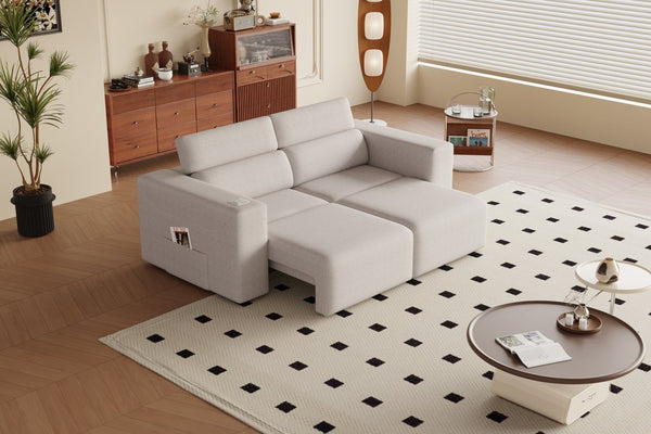 English Elm 24034 Grey Modular Power Recliner Middle Section with Charging and Zero Gravity W3795P358580