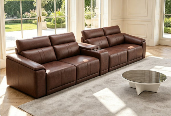 English Elm 23031 Power Reclining Sectional Faux Leather Storage Cup Holders Living Room W3795P380556