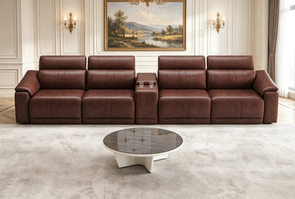 English Elm 23031 Power Reclining Sectional Faux Leather Storage Cup Holders Living Room W3795P380556