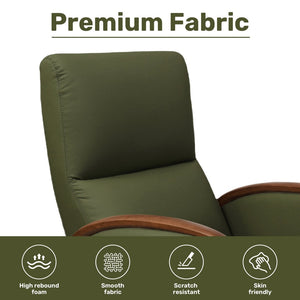 English Elm Power Recliner Swivel Chair with Oak Armrests Eco Leather Upholstery for Living Room Green W3795P504992