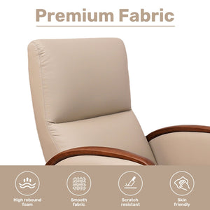 English Elm Power Recliner Swivel Chair with Oak Armrests Eco Leather Upholstery for Living Room Apricot W3795P505052