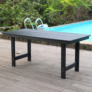 English Elm Hdpe Outdoor Dining Table Wood Grain Finish Seats Six with Umbrella Hole Patio W3805P388911