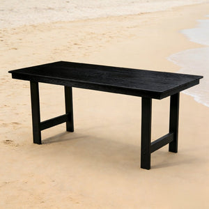English Elm Hdpe Outdoor Dining Table Wood Grain Finish Seats Six with Umbrella Hole Patio W3805P388911
