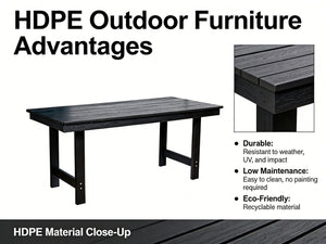English Elm Hdpe Outdoor Dining Table Wood Grain Finish Seats Six with Umbrella Hole Patio W3805P388911