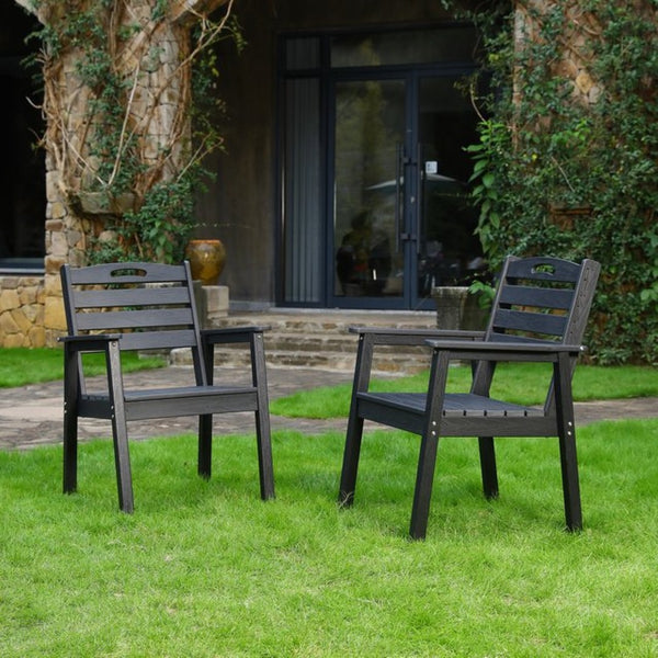 English Elm Hdpe Outdoor Dining Chair Set Ergonomic UV Resistant Patio Seating for Decks and Gardens W3805P389551