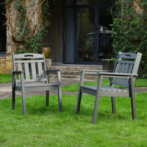 English Elm Hdpe Outdoor Dining Chair Set Weatherproof Vertical Slat Design for Patio and Deck W3805P389569