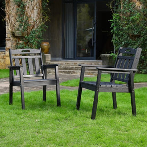 English Elm Hdpe Outdoor Dining Chair Set Weather Resistant Polyethylene Patio Terrace Seating W3805P389592
