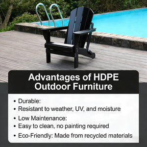 English Elm Adirondack Folding Hdpe Chair with Cup Holders for Patio Garden Campsite Fire Pit Black W3805P435916