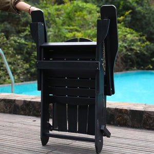 English Elm Adirondack Folding Hdpe Chair with Cup Holders for Patio Garden Campsite Fire Pit Black W3805P435916