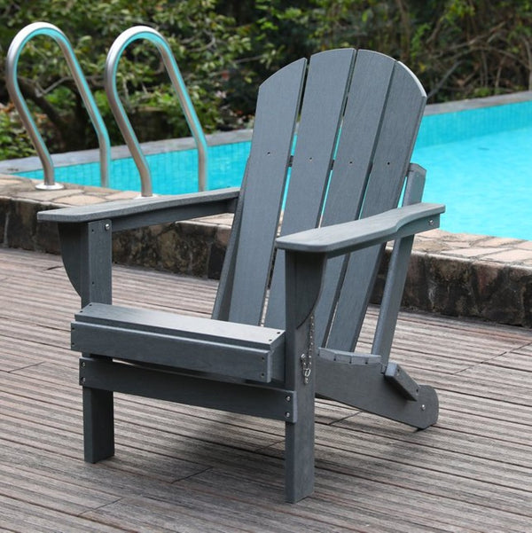 English Elm Adirondack Folding Hdpe Chair with Cup Holders for Patio Garden Campsite Fire Pit Grey W3805P435945
