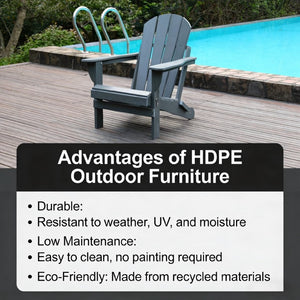 English Elm Adirondack Folding Hdpe Chair with Cup Holders for Patio Garden Campsite Fire Pit Grey W3805P435945
