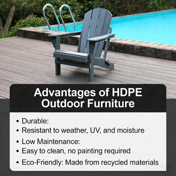 English Elm Adirondack Folding Hdpe Chair with Cup Holders for Patio Garden Campsite Fire Pit Grey W3805P435945