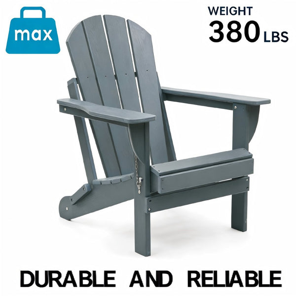 English Elm Adirondack Folding Hdpe Chair with Cup Holders for Patio Garden Campsite Fire Pit Grey W3805P435945
