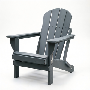 English Elm Adirondack Folding Hdpe Chair with Cup Holders for Patio Garden Campsite Fire Pit Grey W3805P435945