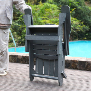 English Elm Adirondack Folding Hdpe Chair with Cup Holders for Patio Garden Campsite Fire Pit Grey W3805P435945
