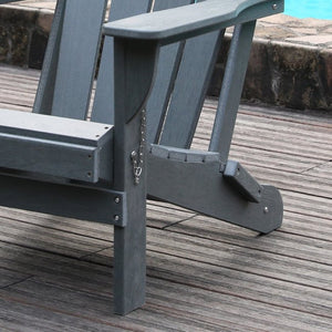 English Elm Adirondack Folding Hdpe Chair with Cup Holders for Patio Garden Campsite Fire Pit Grey W3805P435945