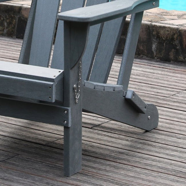 English Elm Adirondack Folding Hdpe Chair with Cup Holders for Patio Garden Campsite Fire Pit Grey W3805P435945