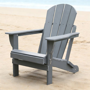 English Elm Adirondack Folding Hdpe Chair with Cup Holders for Patio Garden Campsite Fire Pit Grey W3805P435945