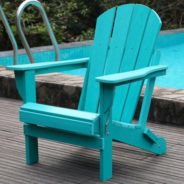 English Elm Adirondack Folding Hdpe Chair with Cup Holders for Patio Garden Campsite Fire Pit Lake Blue W3805P435948