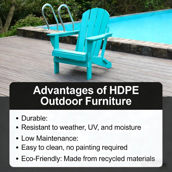 English Elm Adirondack Folding Hdpe Chair with Cup Holders for Patio Garden Campsite Fire Pit Lake Blue W3805P435948