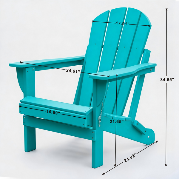 English Elm Adirondack Folding Hdpe Chair with Cup Holders for Patio Garden Campsite Fire Pit Lake Blue W3805P435948