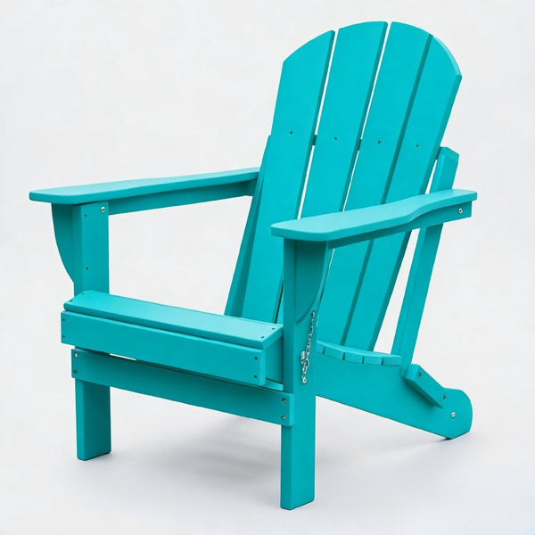 English Elm Adirondack Folding Hdpe Chair with Cup Holders for Patio Garden Campsite Fire Pit Lake Blue W3805P435948