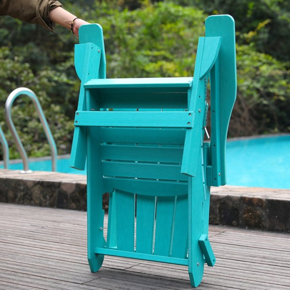 English Elm Adirondack Folding Hdpe Chair with Cup Holders for Patio Garden Campsite Fire Pit Lake Blue W3805P435948