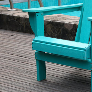 English Elm Adirondack Folding Hdpe Chair with Cup Holders for Patio Garden Campsite Fire Pit Lake Blue W3805P435948
