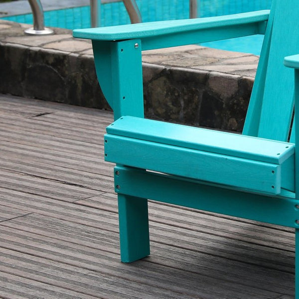 English Elm Adirondack Folding Hdpe Chair with Cup Holders for Patio Garden Campsite Fire Pit Lake Blue W3805P435948