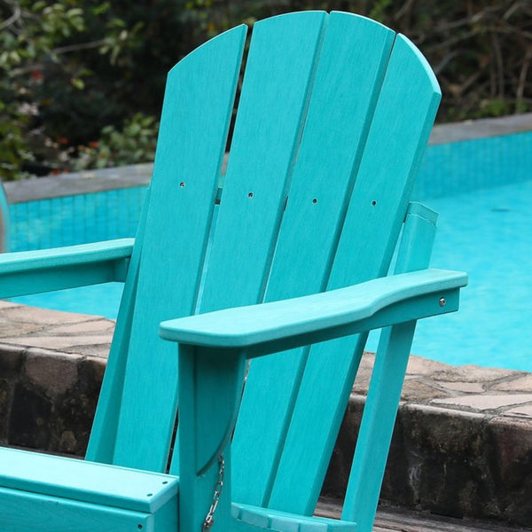 English Elm Adirondack Folding Hdpe Chair with Cup Holders for Patio Garden Campsite Fire Pit Lake Blue W3805P435948