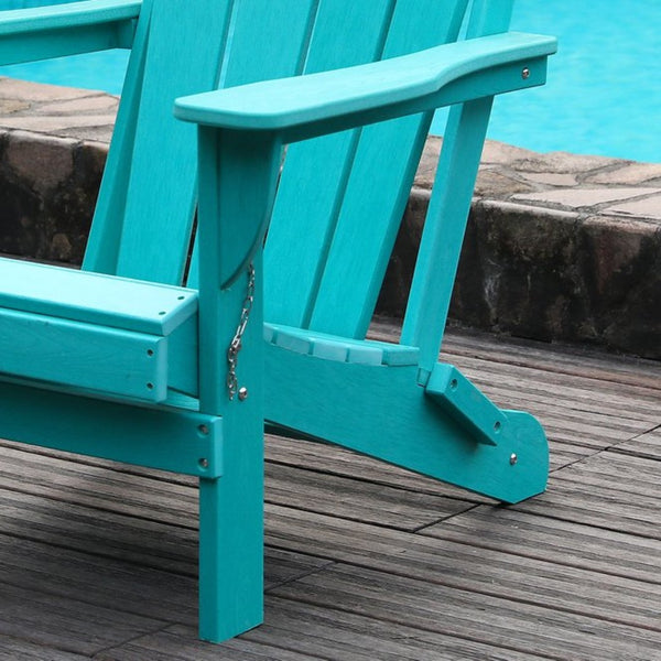 English Elm Adirondack Folding Hdpe Chair with Cup Holders for Patio Garden Campsite Fire Pit Lake Blue W3805P435948