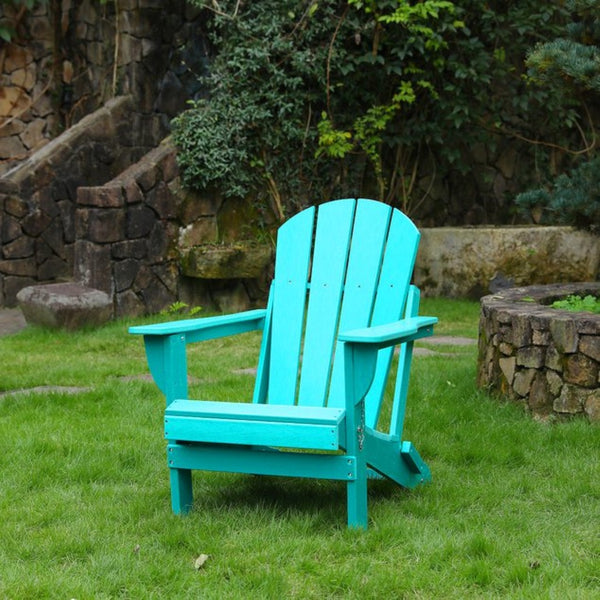 English Elm Adirondack Folding Hdpe Chair with Cup Holders for Patio Garden Campsite Fire Pit Lake Blue W3805P435948