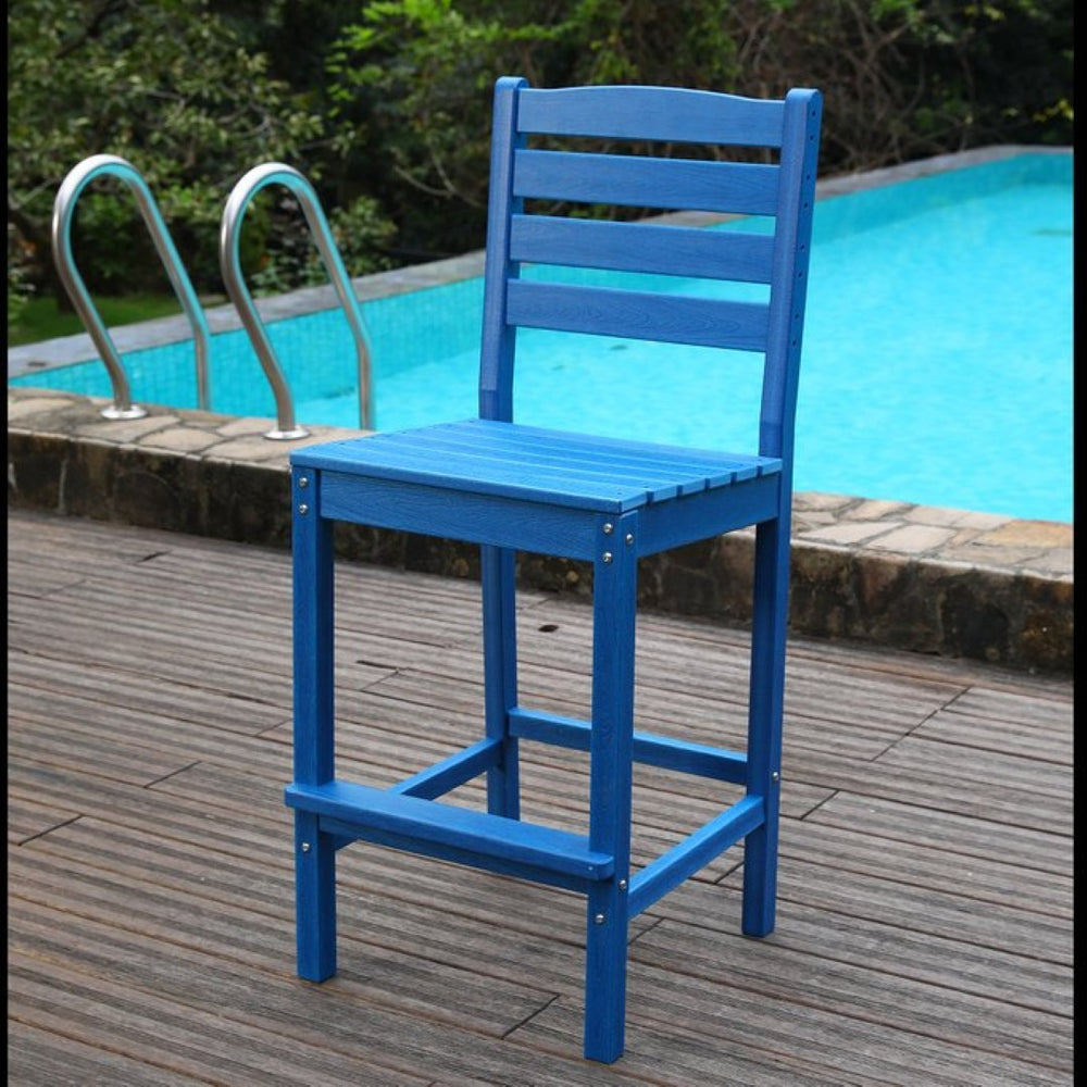 English Elm Outdoor Hdpe Adirondack Bar Stool Weatherproof Slatted Backyard Bistro Patio Seat W3805P450001