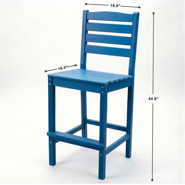 English Elm Outdoor Hdpe Adirondack Bar Stool Weatherproof Slatted Backyard Bistro Patio Seat W3805P450001