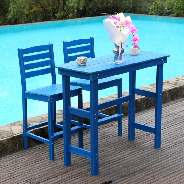 English Elm Hdpe Recycled Poly Bar Table Weatherproof Slatted Top for Outdoor Patio Use W3805P450032