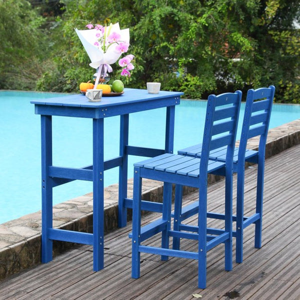 English Elm Hdpe Recycled Poly Bar Table Weatherproof Slatted Top for Outdoor Patio Use W3805P450032