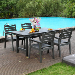 English Elm Hdpe Recycled Poly 5 Piece Outdoor Dining Set with Umbrella Hole Weatherproof Patio W3805S00001