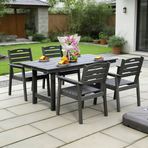 English Elm Hdpe Recycled Poly 5 Piece Outdoor Dining Set with Umbrella Hole Weatherproof Patio W3805S00001