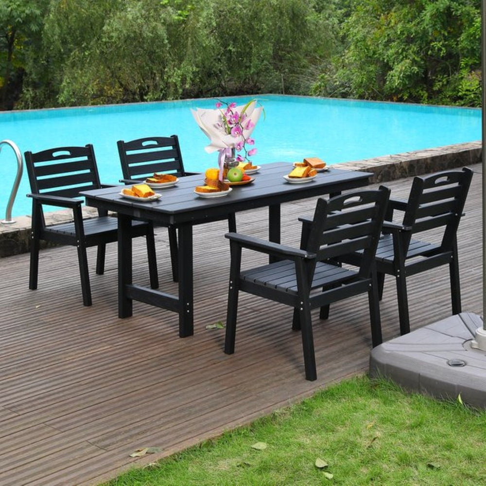 English Elm Hdpe Outdoor Dining Set Five Piece Weatherproof Recycled Poly Backyard Patio Table W3805S00002