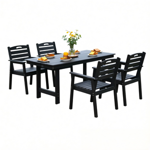 English Elm Hdpe Outdoor Dining Set Five Piece Weatherproof Recycled Poly Backyard Patio Table W3805S00002